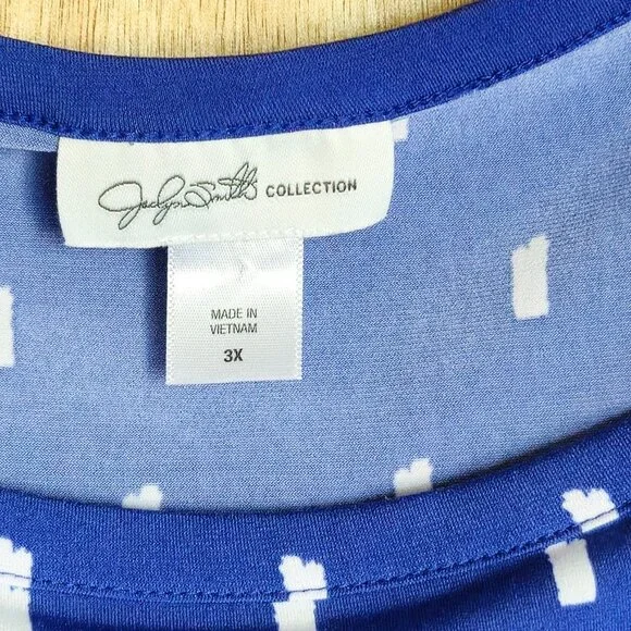 Jaclyn Smith Collection 3x Blue White Blouse - Picture 3 of 5